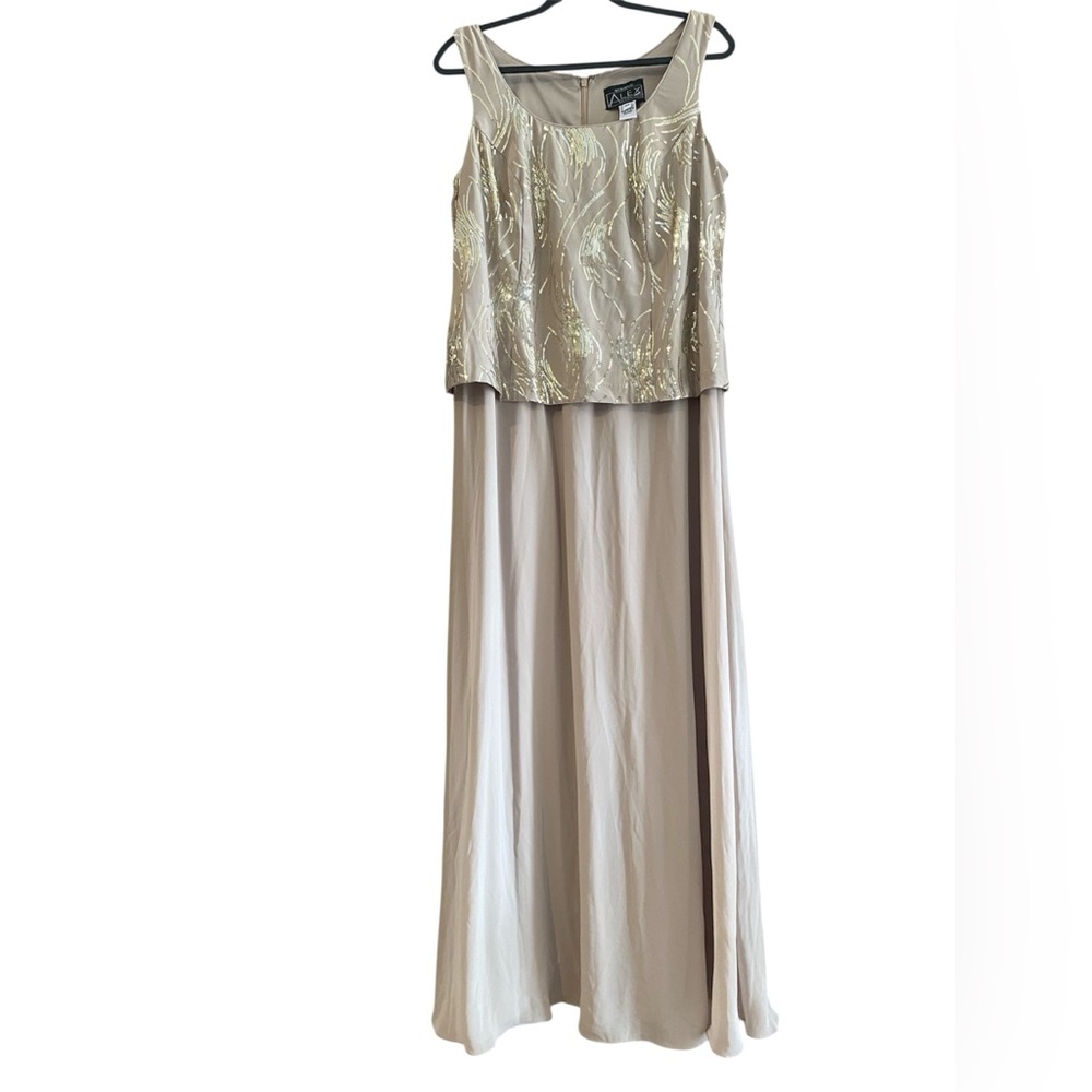 Alex Evenings Beige Sleeveless Dress